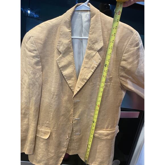 Vintage Kenzo Men Blazer size 52 yellow mustard linen made in France - Picture 4 of 8